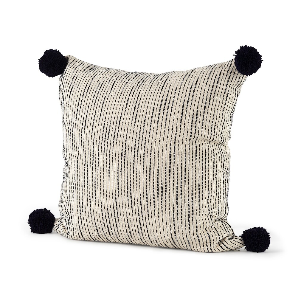 Krystal Cream/Black Pom Pom Decorative Pillow Cover