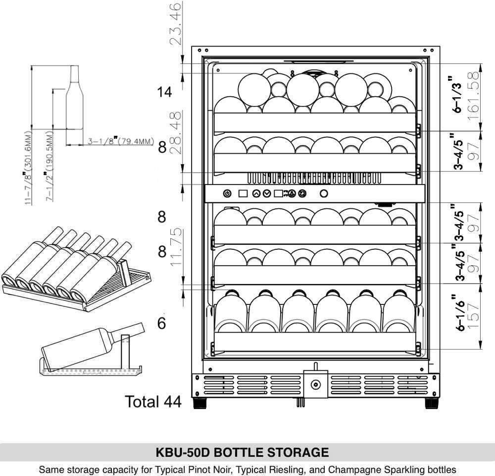 KingsBottle KBU50DXSSLHH 24 Inch Stainless Steel Wine Cooler