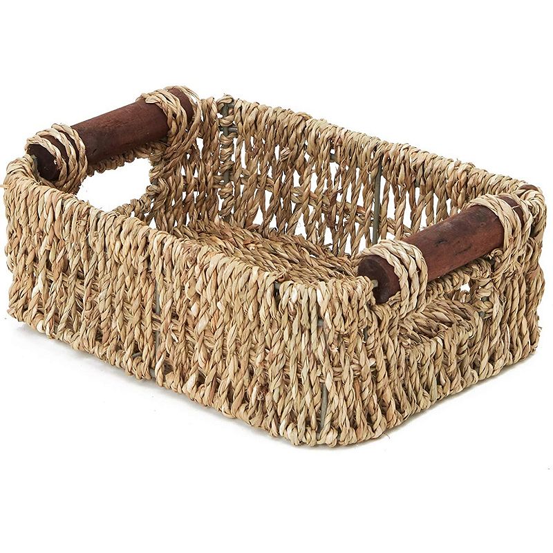 Juvale Woven Wicker Baskets with Handles in 3 Sizes for Home Organization (3 Pack)