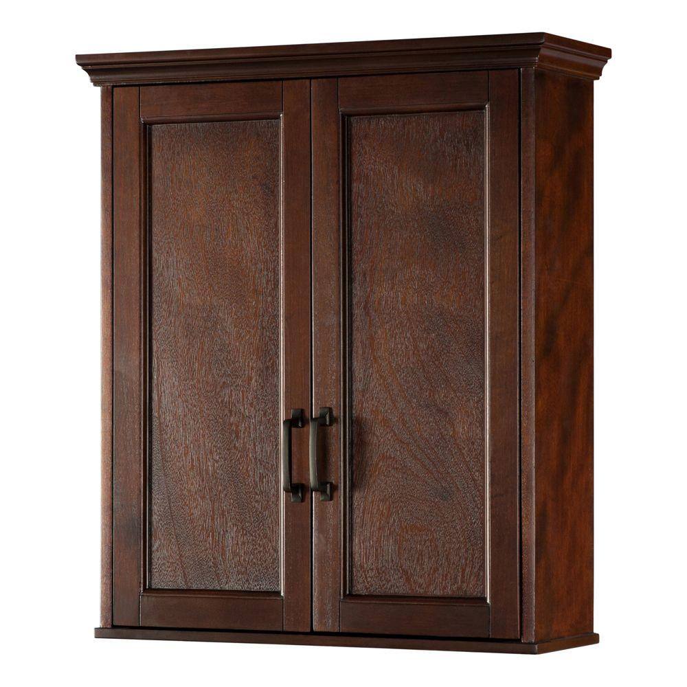 Home Decorators Collection Ashburn 23-12 in. W Bathroom Storage Wall Cabinet in Mahogany ASGW2327