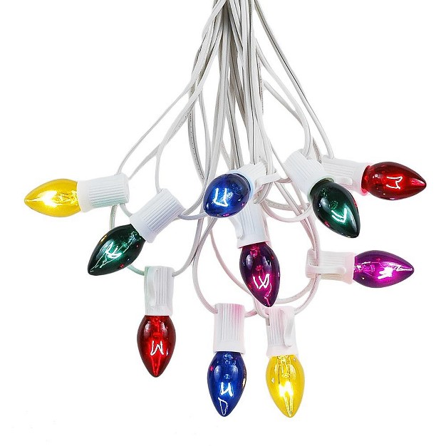 Novelty Lights 25 Feet C7 Christmas String Light Set Vintage Holiday Hanging Light Set White Wire