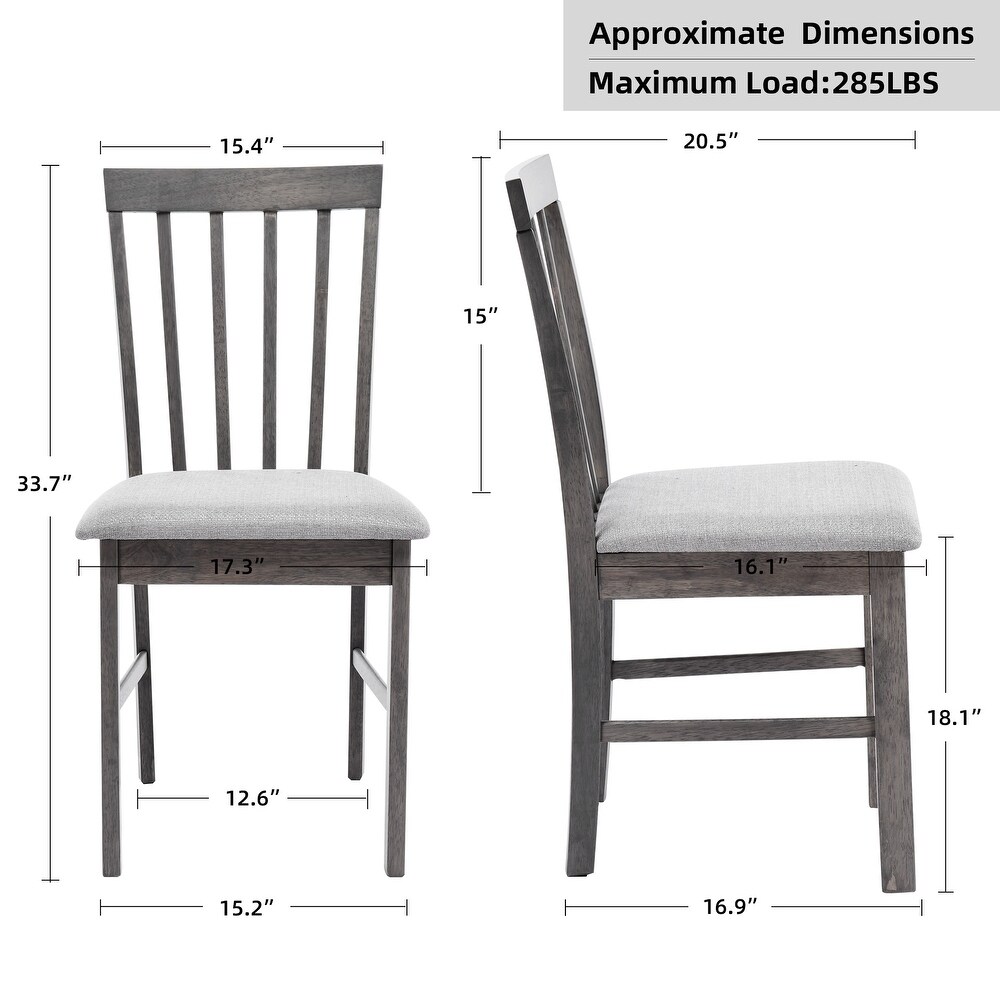 5 Piece Farmhouse Wooden Dining Room Set (1 Table+ 4 Slat Back Chairs)