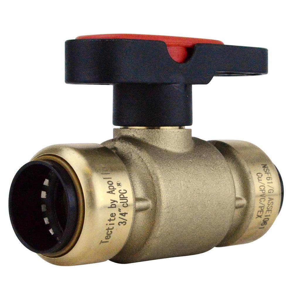 Tectite 34 in. Brass Push-To-Connect Compact Ball Valve with Lockable Handle FSBBV34TX