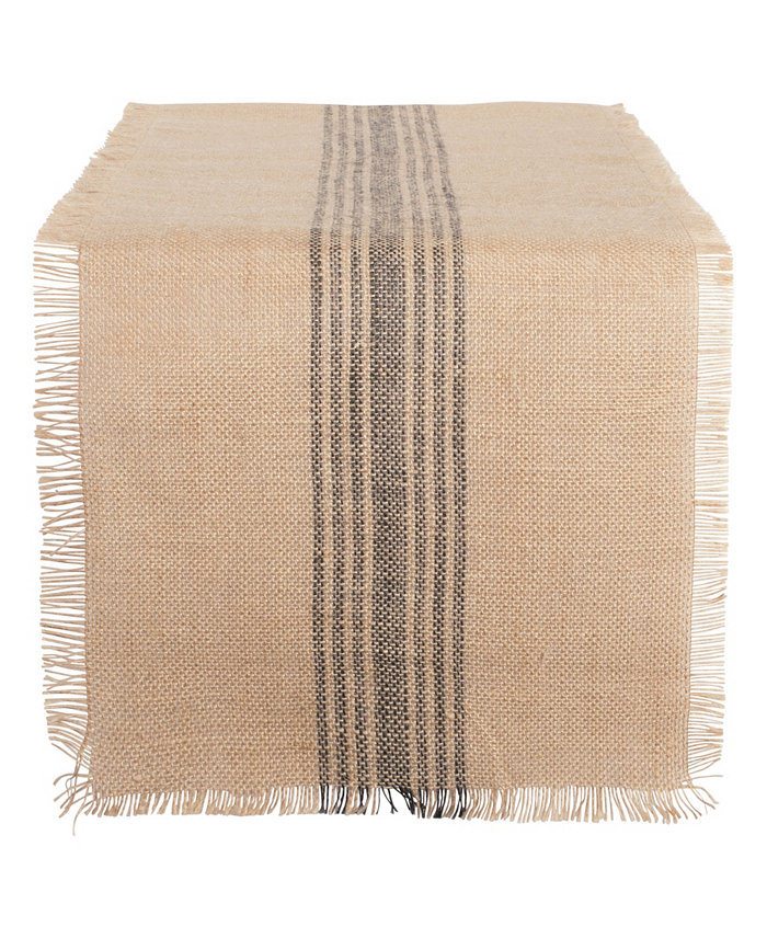 Design Imports Middle Stripe Burlap Table Runner 14 x 72