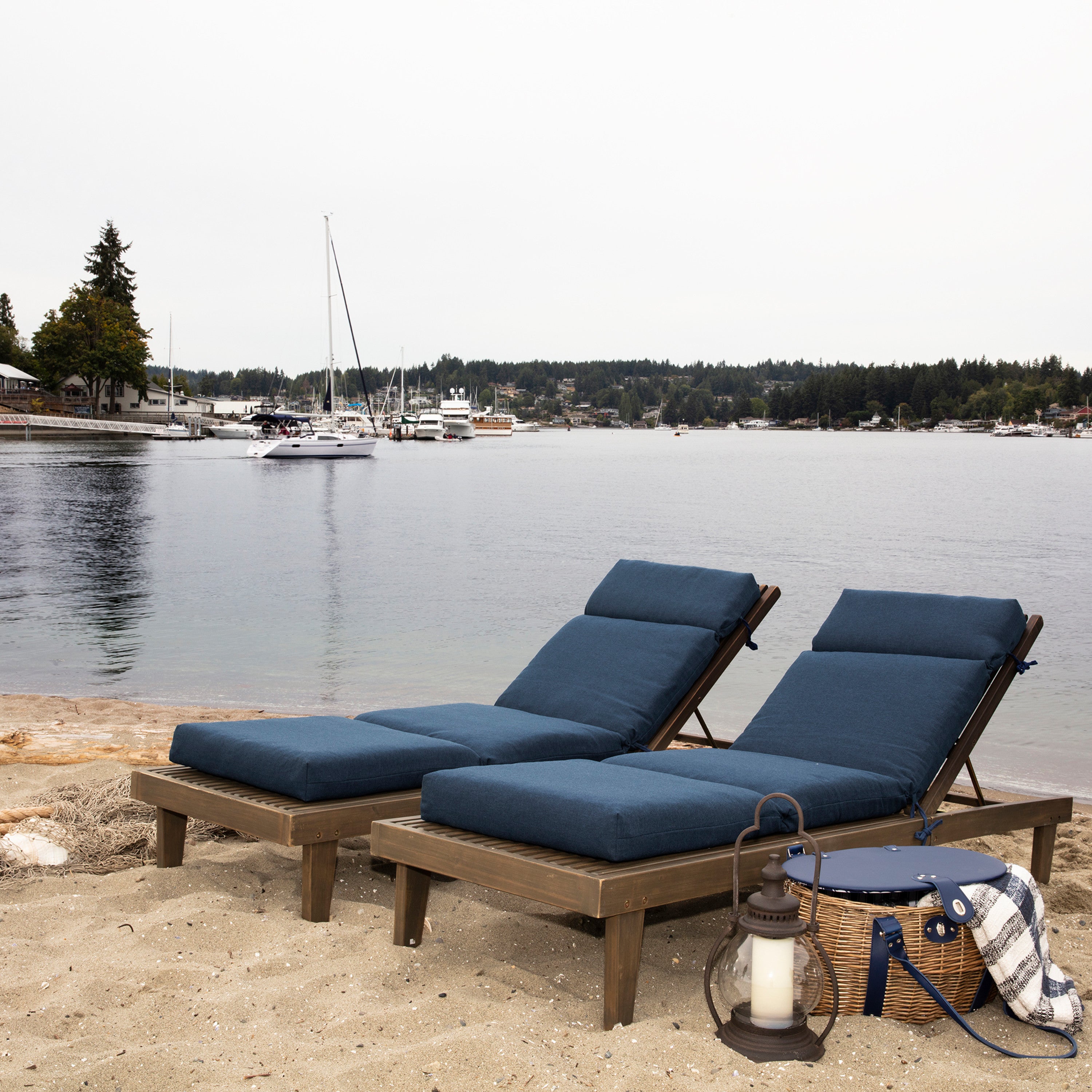 Arden Selections Oceantex Outdoor Chaise Lounge Cushion 72 x 21， Ocean Blue