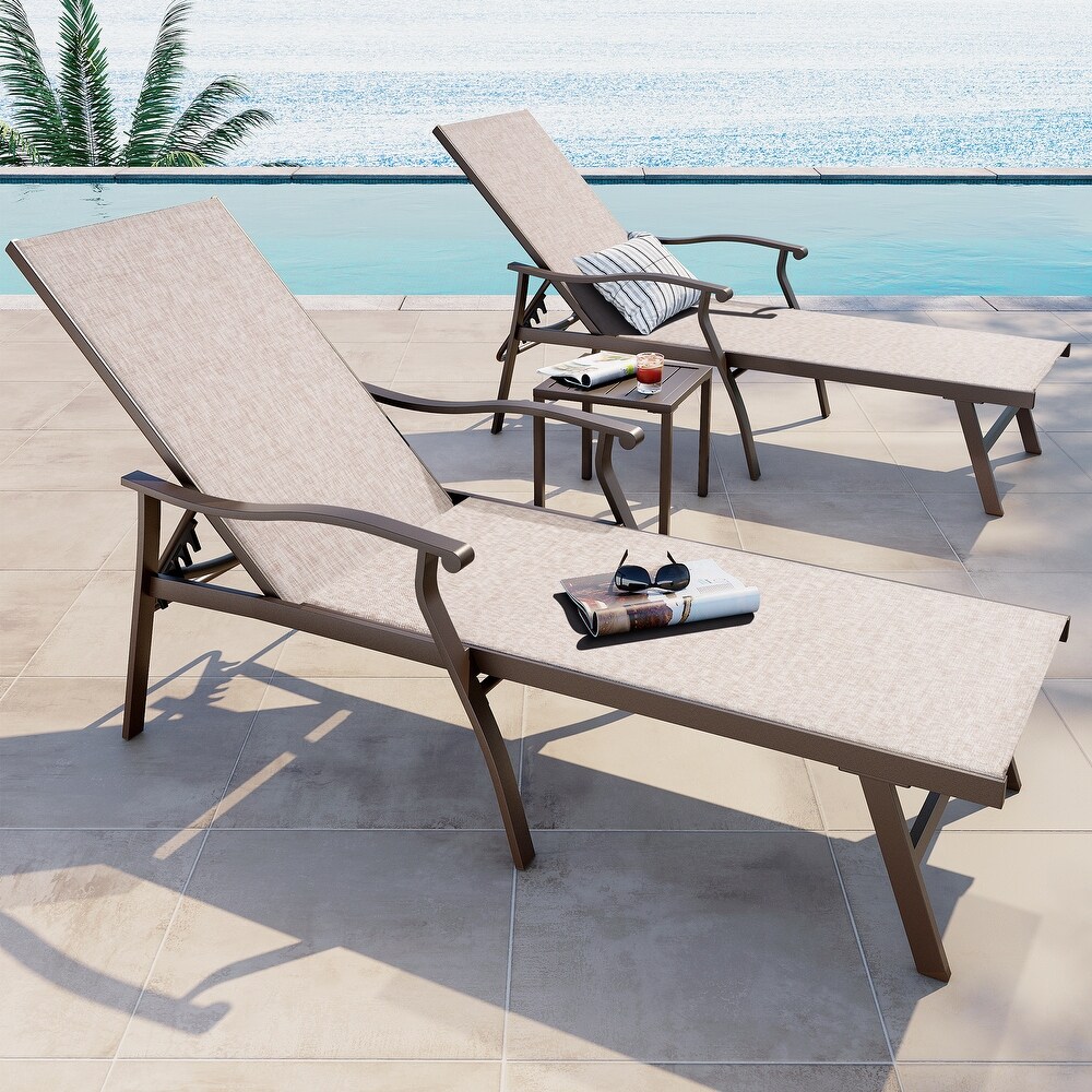 Pool Sunlounger Chaise Lounge Set with 2 piece Lounge Chairs and Side Table   See Picture