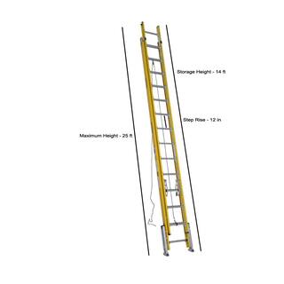 Werner 28 ft. Fiberglass D-Rung Leveling Extension Ladder with 375 lb. Load Capacity Type IAA Duty Rating D7128-2LV