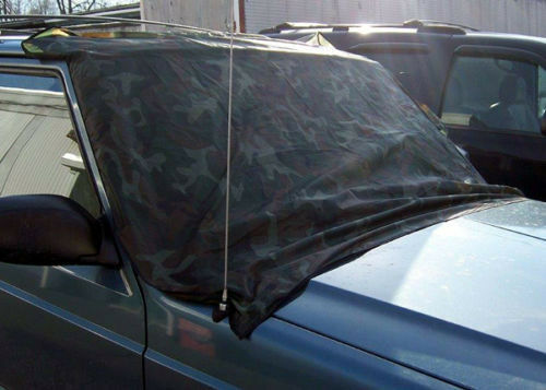 Car SUV Windshield Cover Snow Ice Protector Sun Shield W/ Storage Pouch Camo Polyester Measures approx 55” X 72”