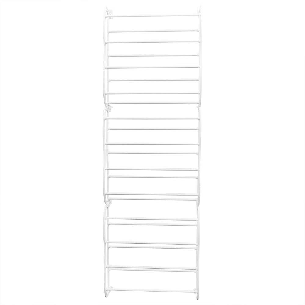 Home Basics 12 Tier Non-Slip Over the Door Steel 36 Pair Shoe Rack， White