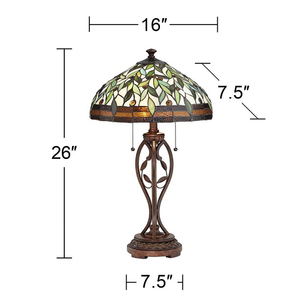 High Bronze Leaf And Vine Glass Shade For Living Room Family Bedroom Bedside Nightstand