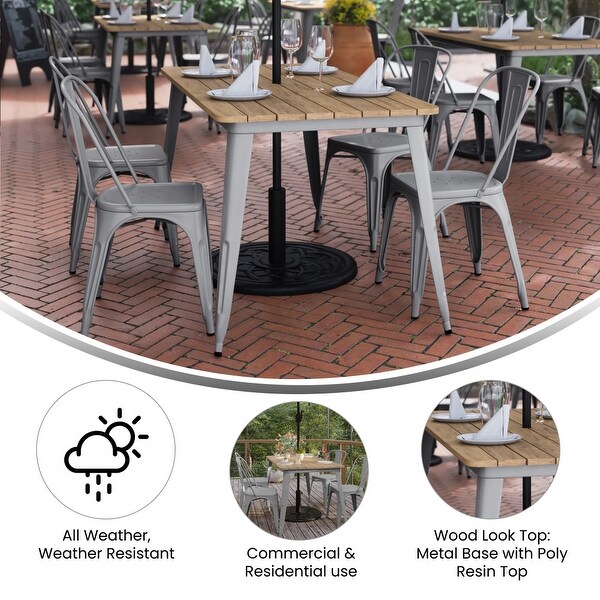 30x60 Commercial Poly Resin Restaurant Table with Umbrella Hole