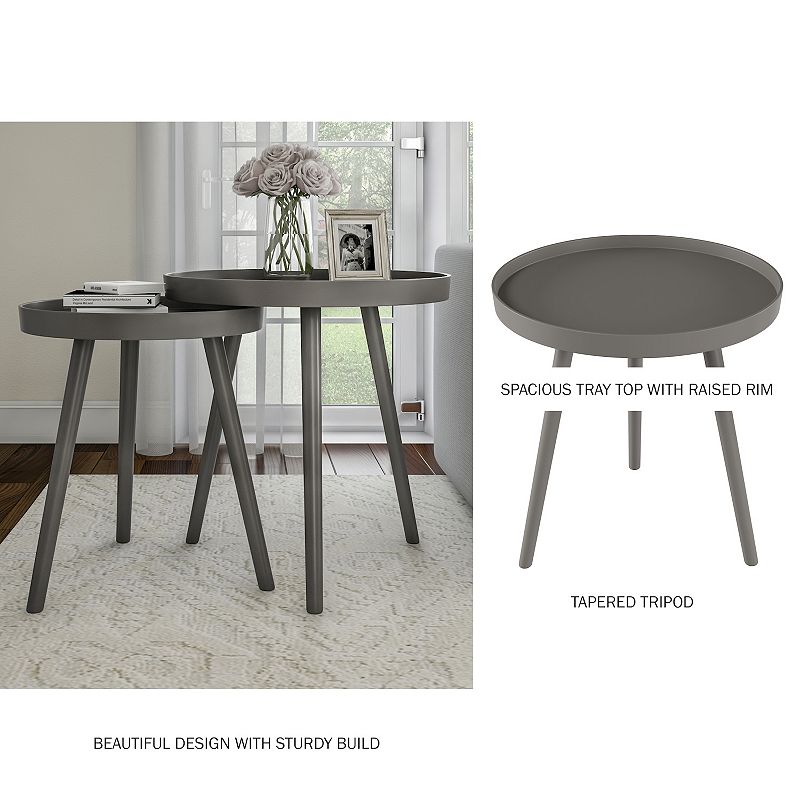 Lavish Home Round Nesting Mid-Century Modern Accent Table 2-piece Set