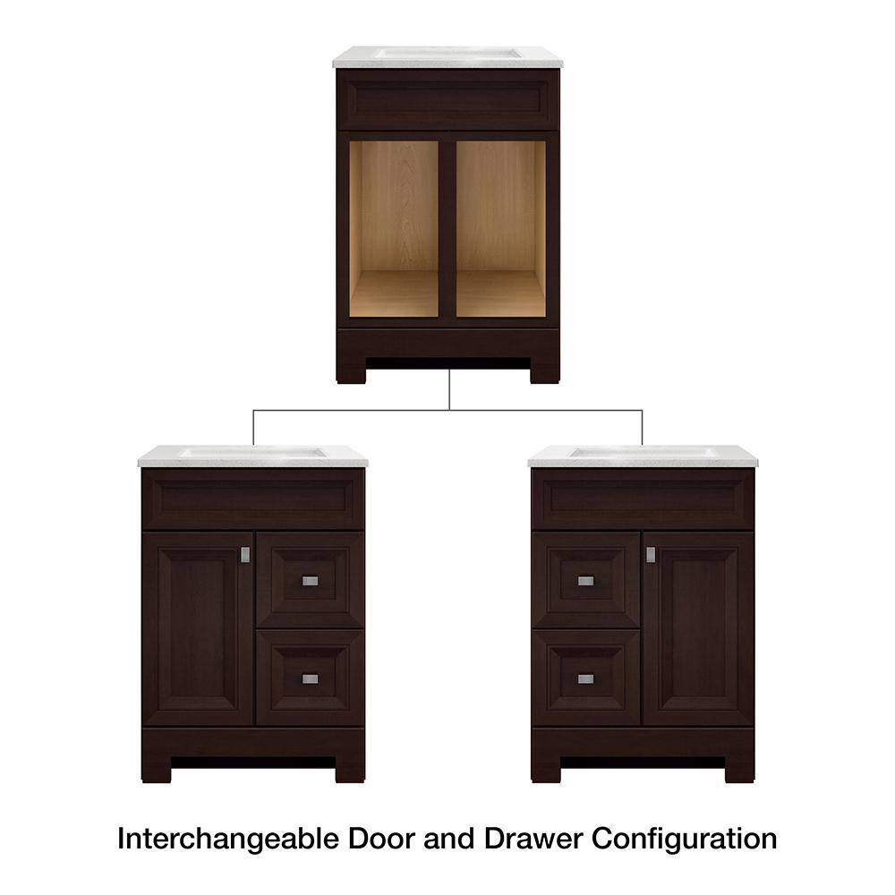 Home Decorators Collection Sedgewood 24.5 in. W Configurable Bath Vanity in Cognac with Solid Surface Top in Arctic with White Sink PPLNKDCG24D