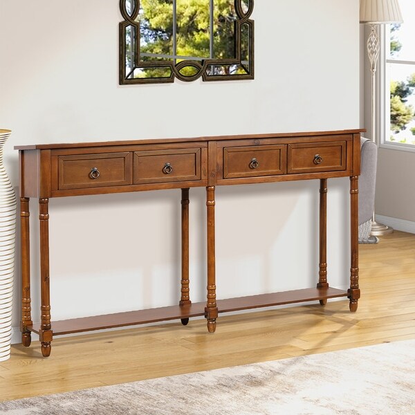 Console Table with Drawers and Long Shelf