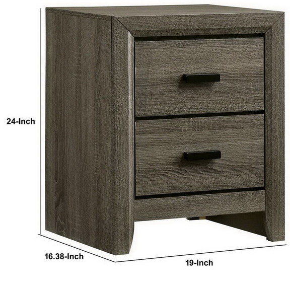 Benjara BM233741 24 Inch 2 Drawer Wooden Nightstan...