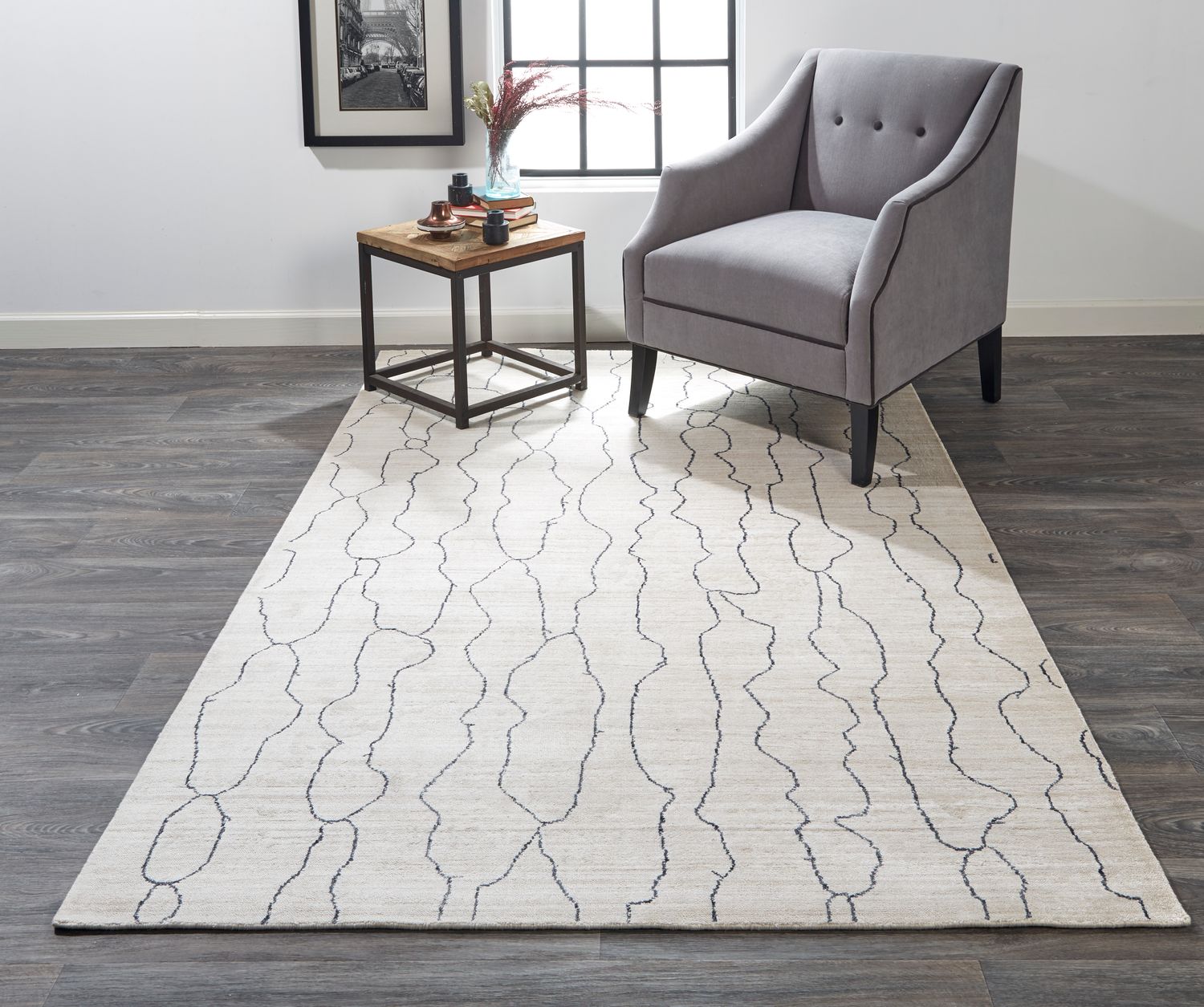 Miska Hand Woven Ivory and Gray Rug by BD Fine