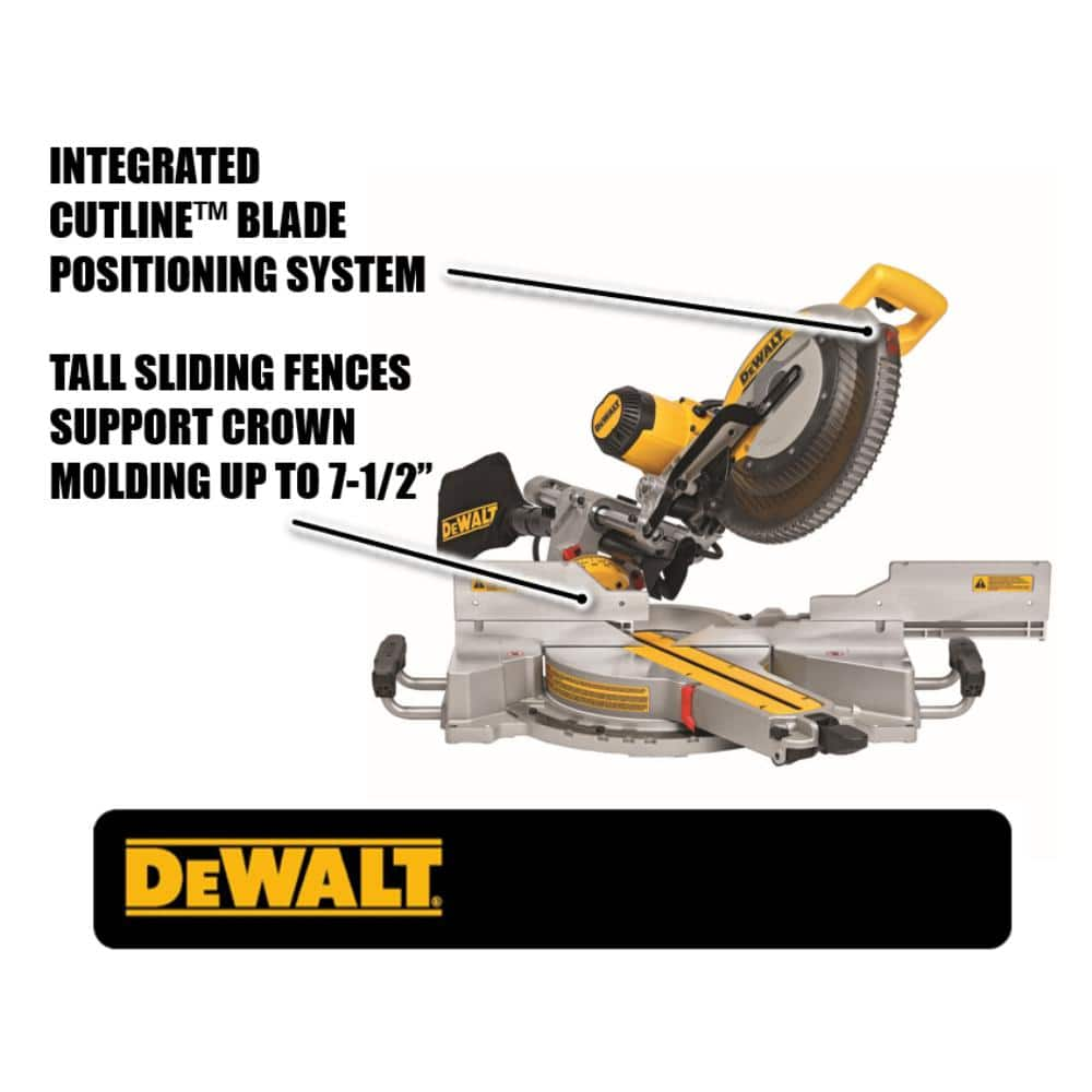 DEWALT 15 Amp Corded 12 in. Double Bevel Sliding Compound Miter Saw with XPS technology, Blade Wrench and Material Clamp DWS780