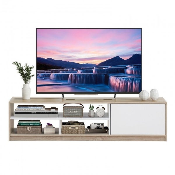 63 Inch TV Stand Media Entertainment Center Console with Pop-up Door - 63