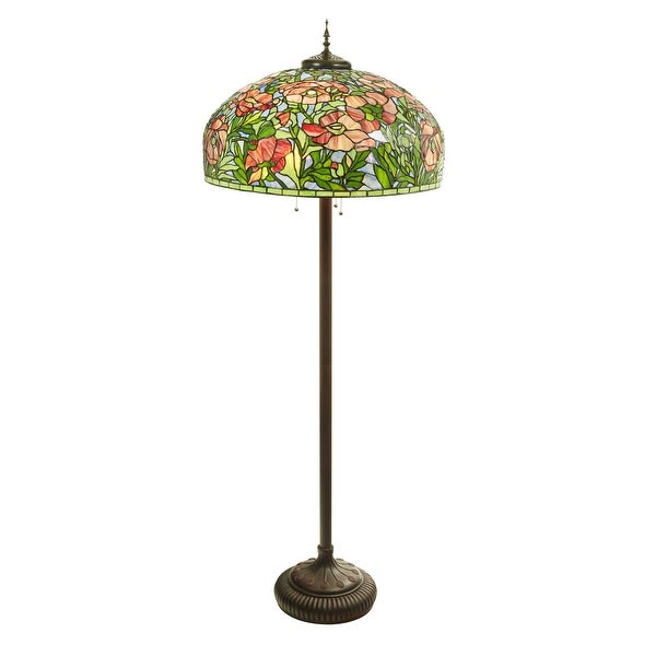 Adele River of Goods -Style Poppies Stained Glass 69-Inch Floor Lamp - 25.75