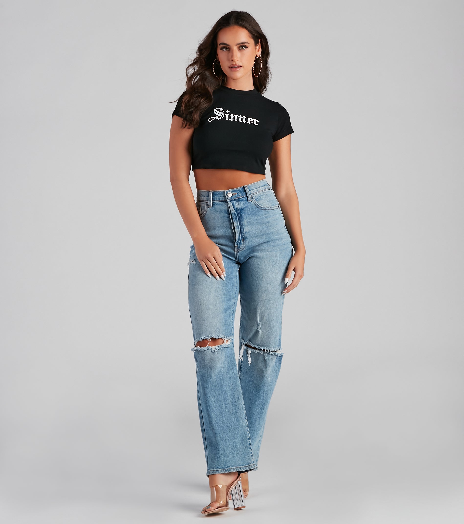 Sinner Graphic Halloween Crop Top