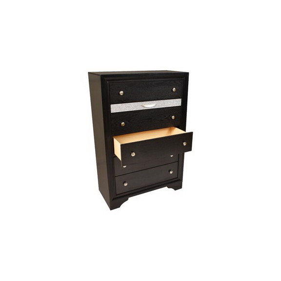 Traditional Matrix 5 Drawer Chest in Black made wi...