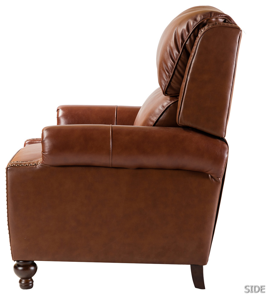 Genuine Leather Cigar Recliner With Nail Head Trim   Traditional   Recliner Chairs   by Karat Home  Houzz