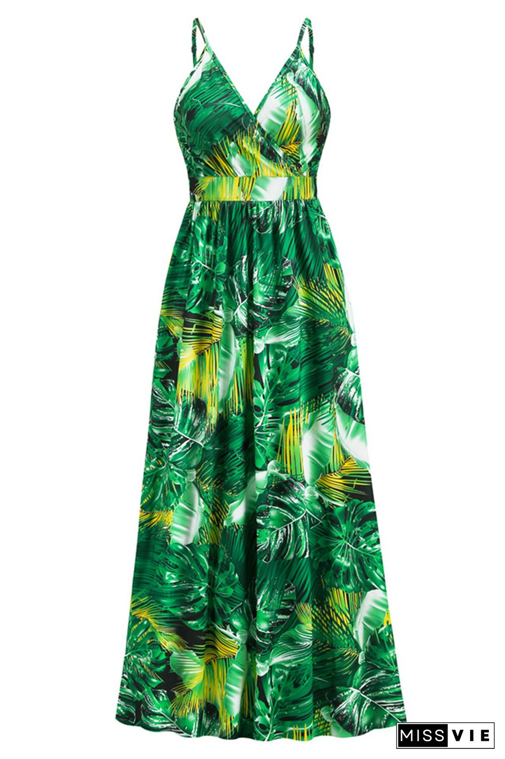 Wrap V Neck Abstract Print Cami Maxi Dress