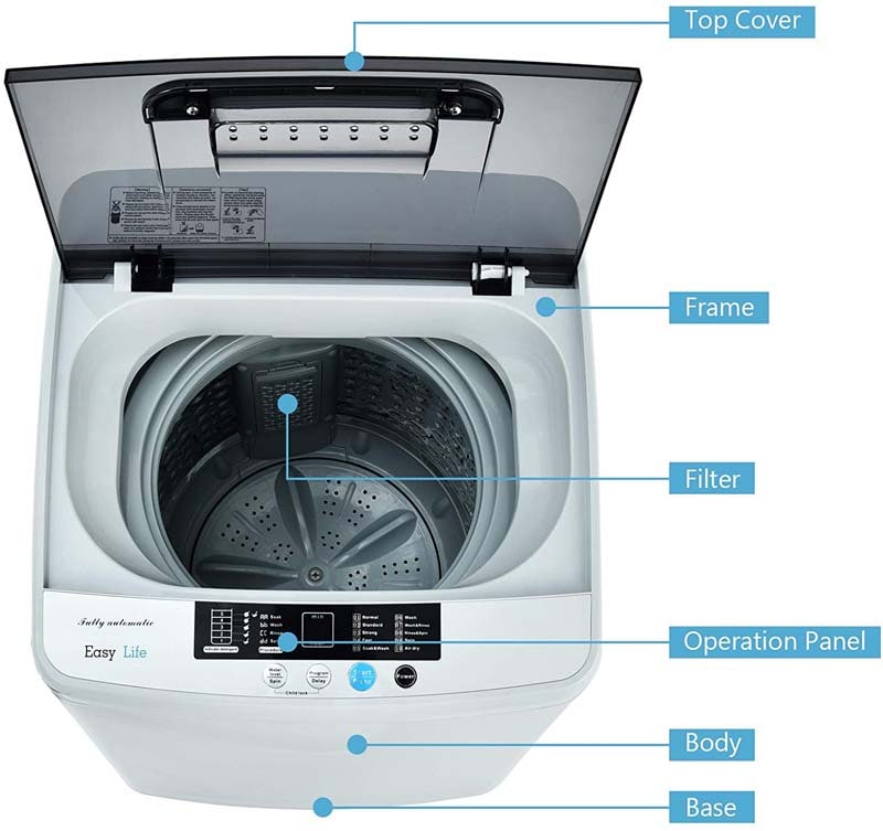 Full Automatic Portable Washing Machine with Drain Pump, 8.8 LBS 2-in-1 Top Load Washer Dryer Combo