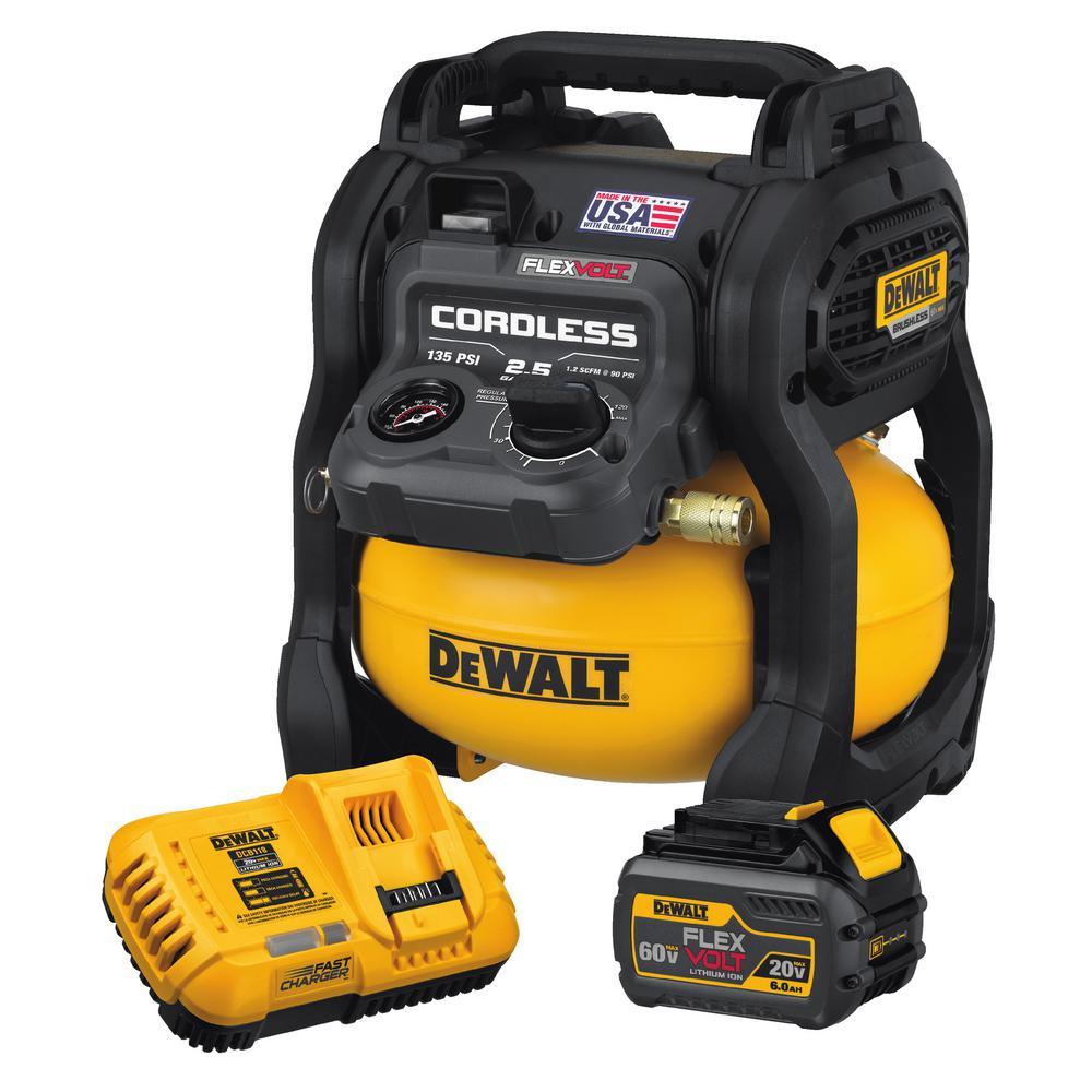 Dewalt DCC2560T1 FlexVolt 60 Volts MAX 2.5 Gallon Cordless Portable Air Compressor Kit