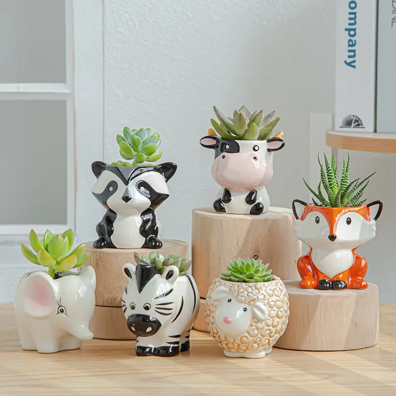 garden supplies ceramic pot for plants animal cat pig Angel bunny rat indoor flower pots office decoration gift planter/