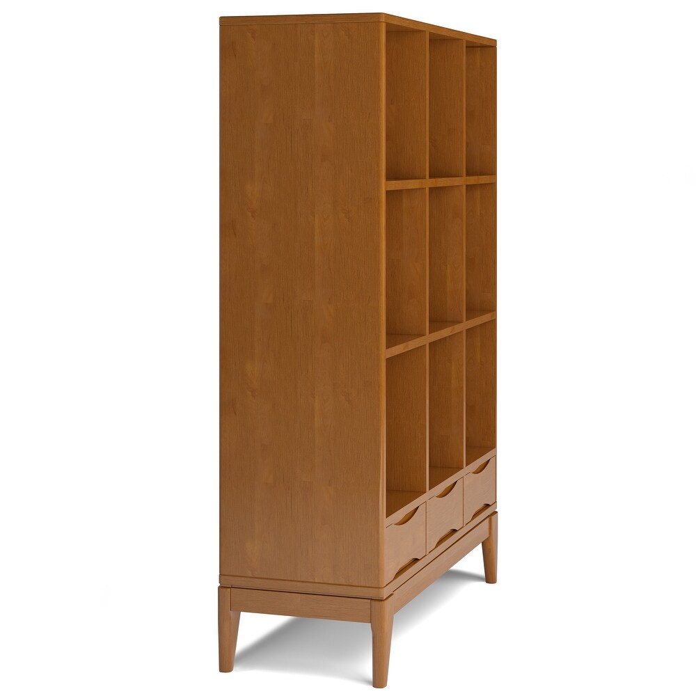 WYNDENHALL Pearson SOLID HARDWOOD 58 inch x 42 inch Mid Century Modern Cube Storage Bookcase with Drawers