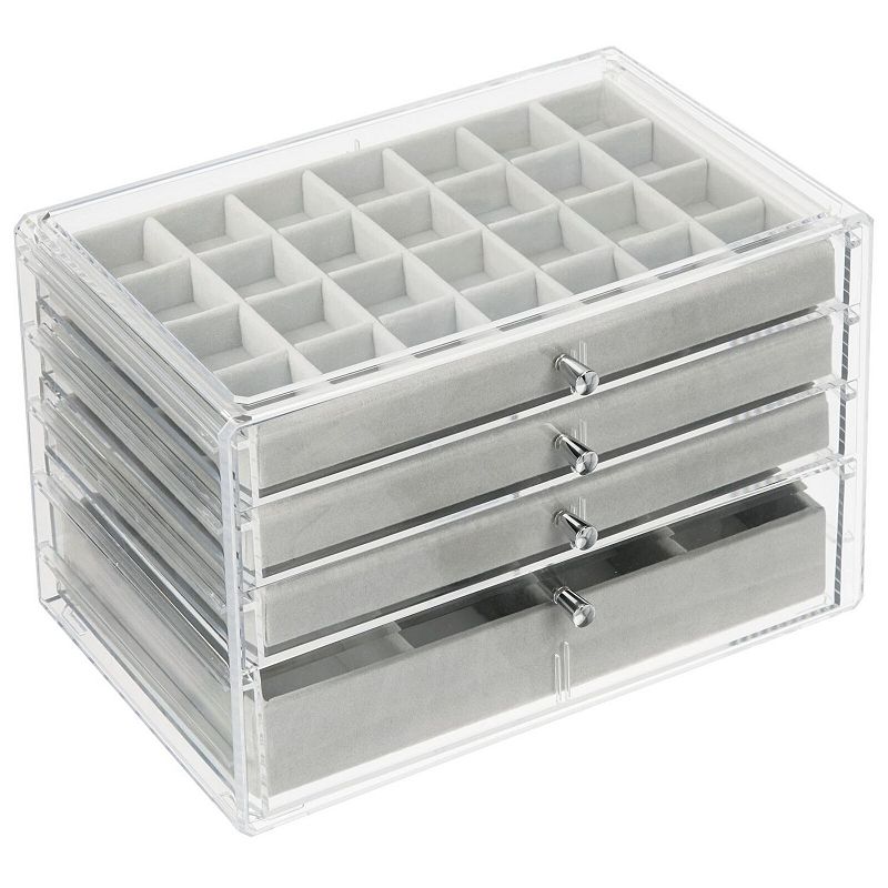 mDesign Plastic Jewelry Box， 4 Removable Storage Organizer Trays