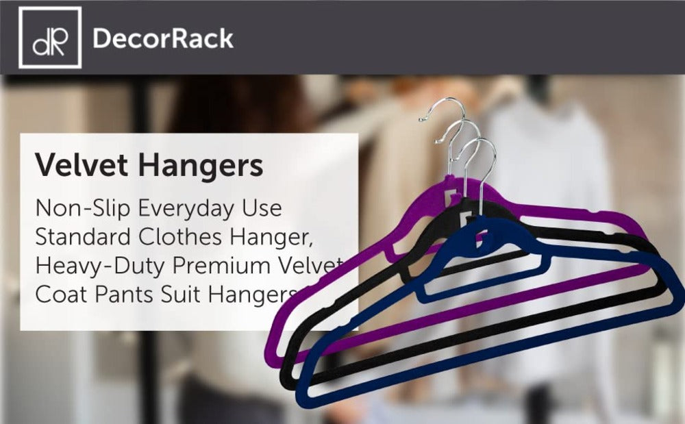 DecorRack Non Slip Velvet Clothing Hangers, 10 Pack, Ivory