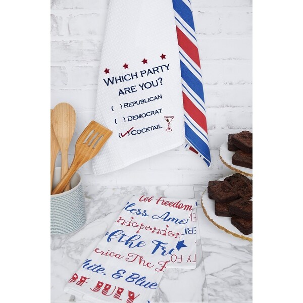 Which Party are You? Waffle Weave Cotton Kitchen Towel - White