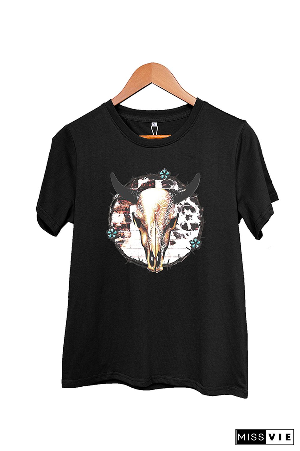 Bull Skull Barbed Wire Short Sleeve Graphic Tee Wholesale