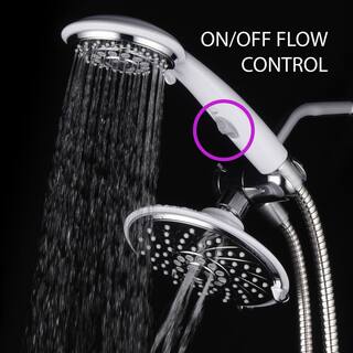 Hotel Spa 30-spray 6 in. Dual Shower Head and Handheld Shower Head with Waterfall in Chrome 21830