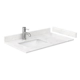 Wyndham Collection Beckett 36 in. W x 22 in. D x 35 in. H Single Sink Bathroom Vanity in White with Carrara Cultured Marble Top WCG242436SWBCCUNSMXX