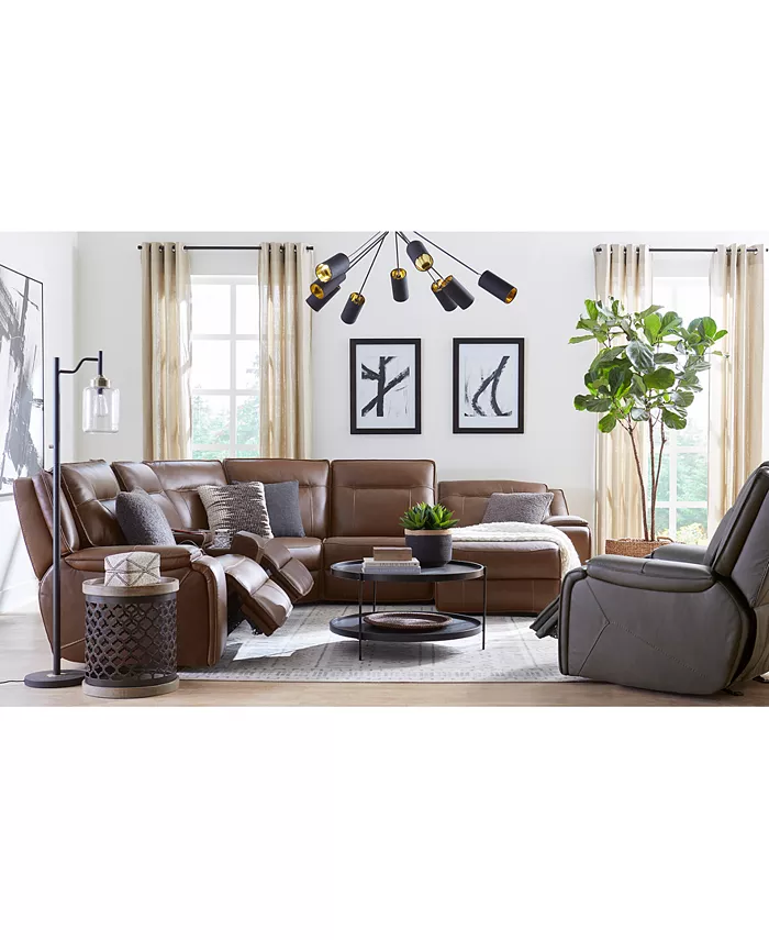 Furniture Hansley 5-Pc. Leather Sectional with 2 Power Recliners