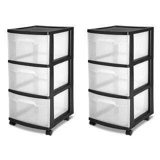 Sterilite 3-Drawer Storage Cart Clear with Black Frame (2-Pack) 2 x 28309002