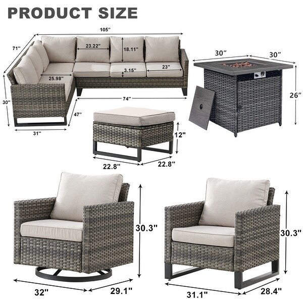 Outdoor Patio Sofa with Swivel Chairs Set