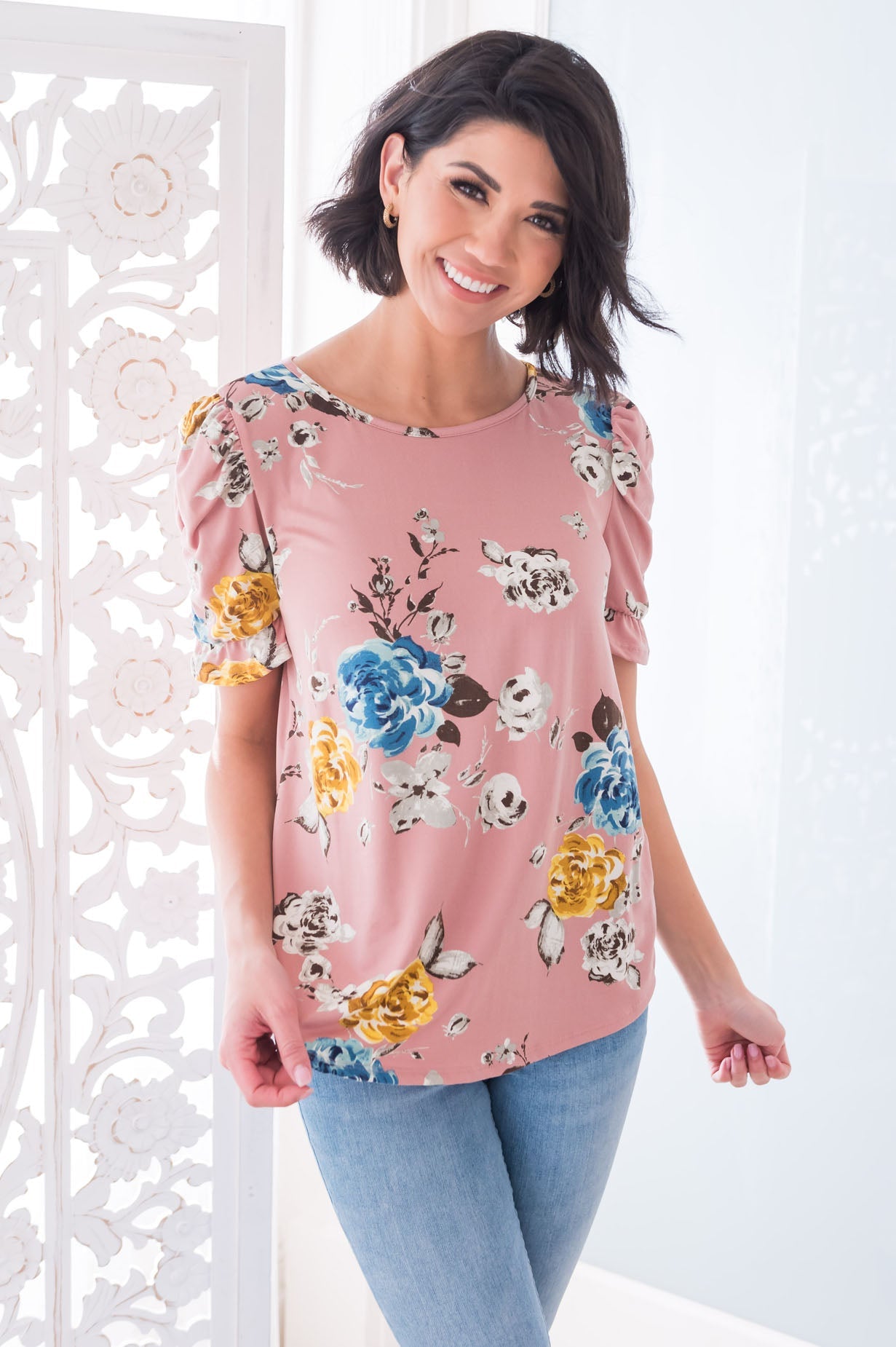 Darling Smile Ruche Sleeve Top