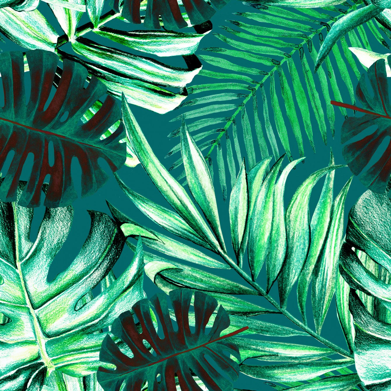 Rainforest Wallpaper in Green from the Tropical Vibes Collection