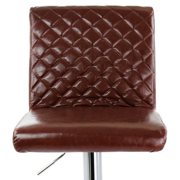 Elama 2 Piece Adjustable Tufted Faux Leather Bar Stool - 2 Piece Set