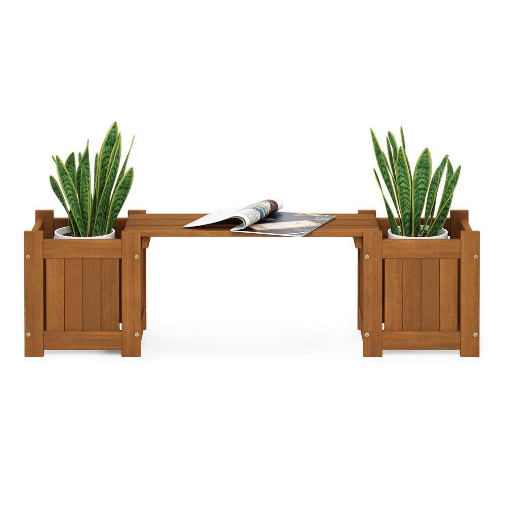 Furinno Tioman Meranti Hardwood Mini Planter Box with Seater FG20464