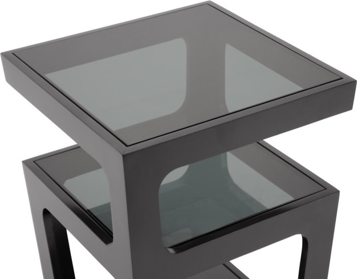 Baxton Studio Clara Black Modern End Table With 3  Tiered Glass Shelves   Transitional   Side Tables And End Tables   by VirVentures  Houzz