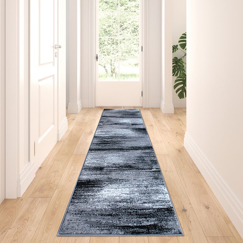 Masada Rugs Masada Rugs Trendz Collection 2'x7' Modern Contemporary Runner Area Rug in Gray， Black and White - Design Trz863