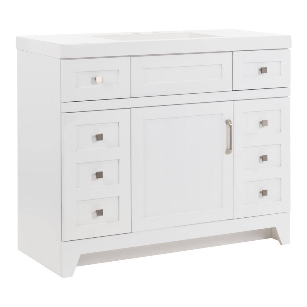 Home Decorators Collection Rosedale 42.5 in. W x 18.75 in. D Bath Vanity in White with Cultured Marble Vanity Top in White with Integrated Sink RD42P2-WH