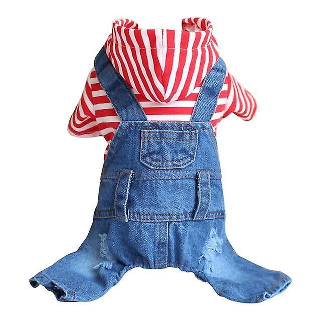 Fashion striped denim dog jumpsuit