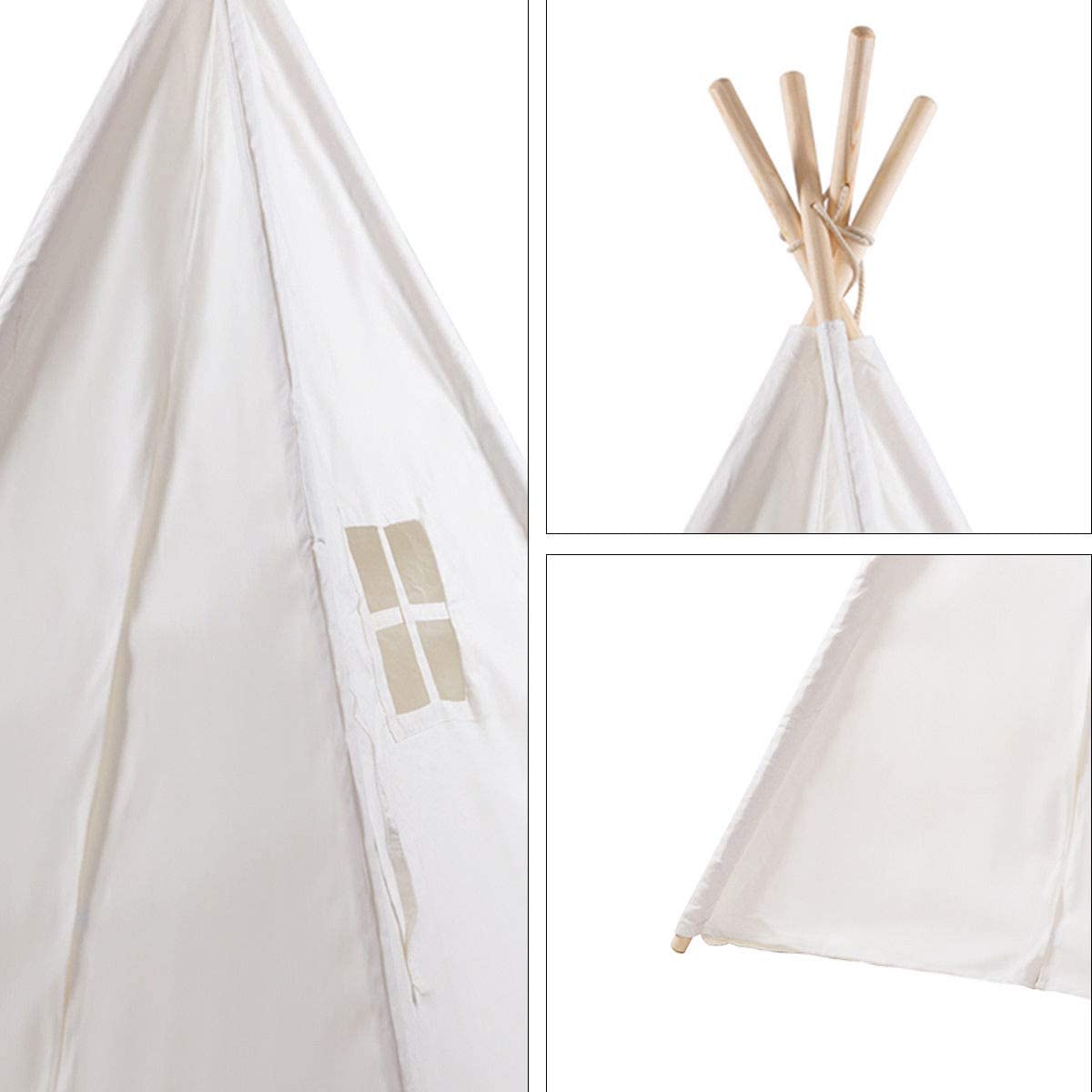 Costzon Kids Play Tent Indian Tent 5' Cotton Canvas Baby Children Playhut with Carry Bag