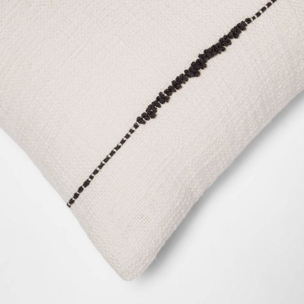 Embroidered Thin Line Lumbar Throw Pillow